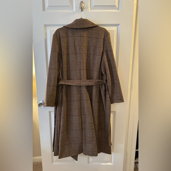 Banana Republic Brown Plaid Pea Coat - Picture 6 of 7